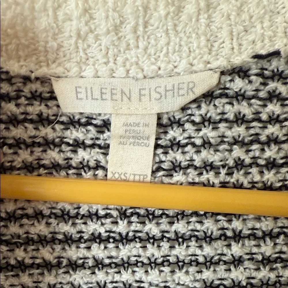 Eileen Fisher‎ Black and White Striped Cardigan 100% Organic Cotton